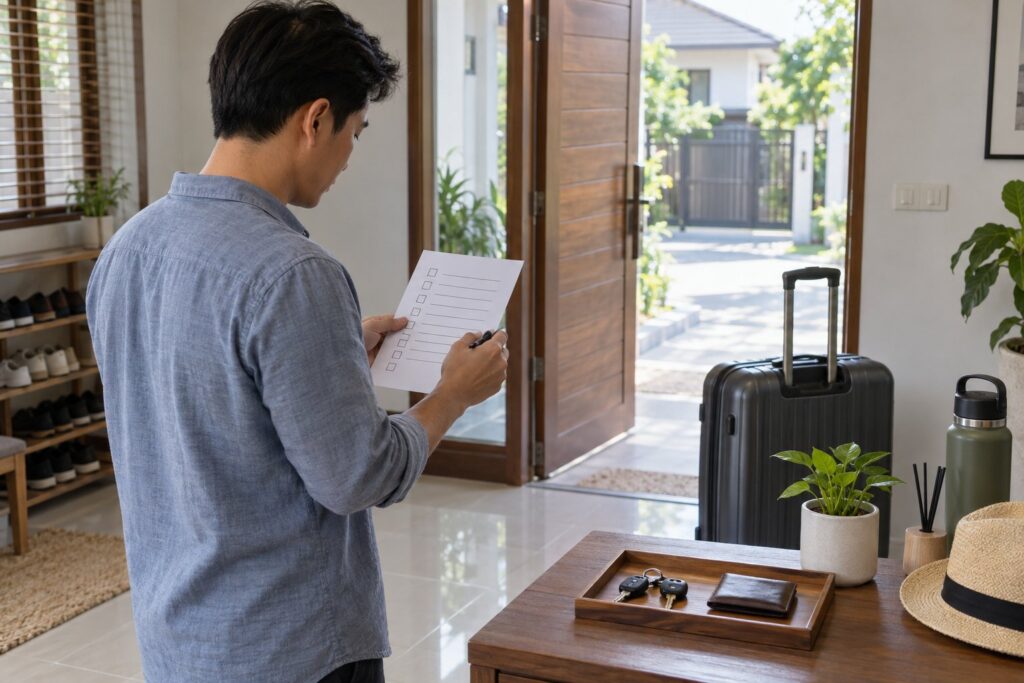 ภาพจำลองการเตรียมรายการตรวจบ้านก่อนเดินทางหลายสัปดาห์