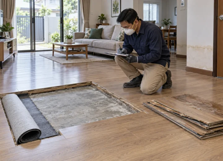 ตรวจรับงานพื้นใหม่หลังน้ำท่วม: หลักฐานก่อนปิดชั้นวัสดุ